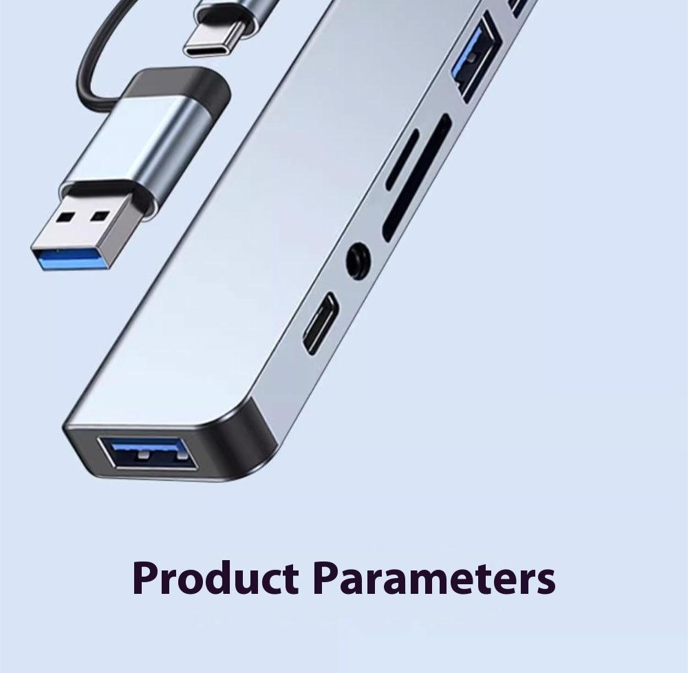 7-Port Aluminum Alloy USB 3.0 Hub with Type C Charging & Data Transfer Functions for Desktop & Laptop Computers