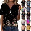 Women's Fashionable Casual Short-sleeved Retro Printed V-neck Top