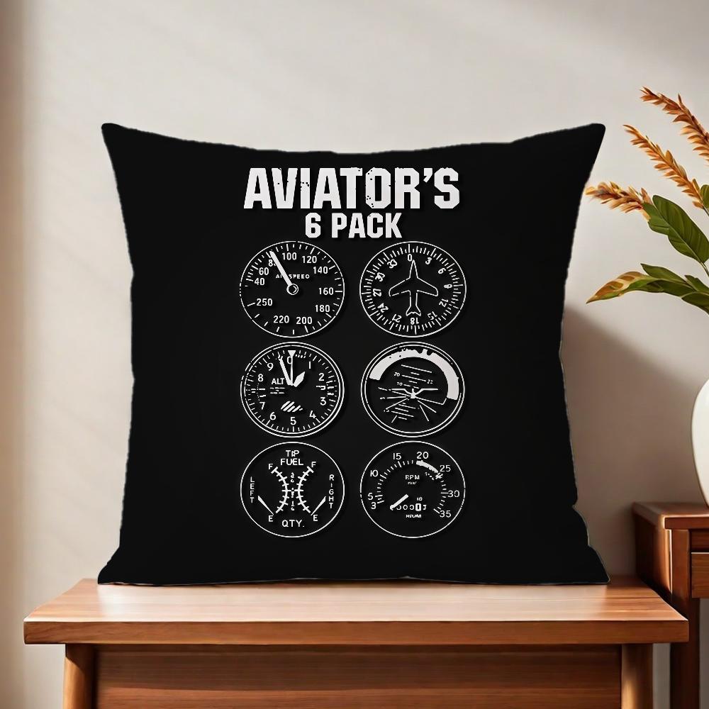 Aircraft Pilot Print Black Cushion Cover Printed Pillow Unique Home Decor Sofa Cushion Cover Home Decoration