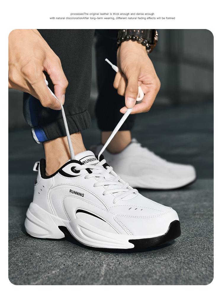 Men's Trendy Thick-Soled Leather & Velvet Dad Shoes – Large Size Casual Sneakers for Autumn/Winter