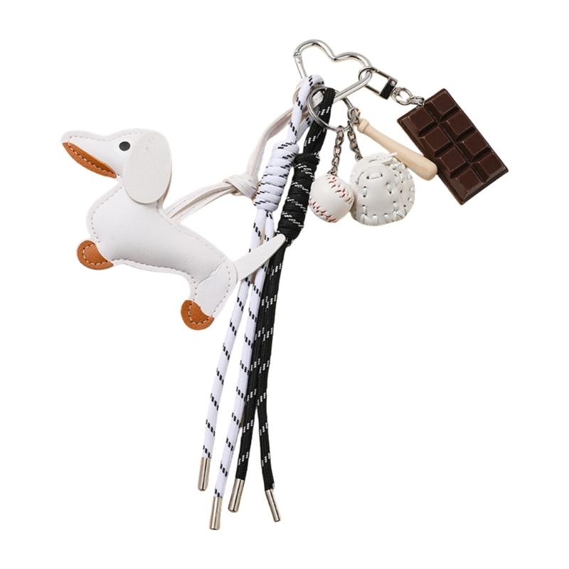 Vintage Teckel Sleutelhanger Unieke Stijlen Stevige PU Materialen Elegante Charm voor Tas en Sleutels Decoratie Dagelijks Gebruik