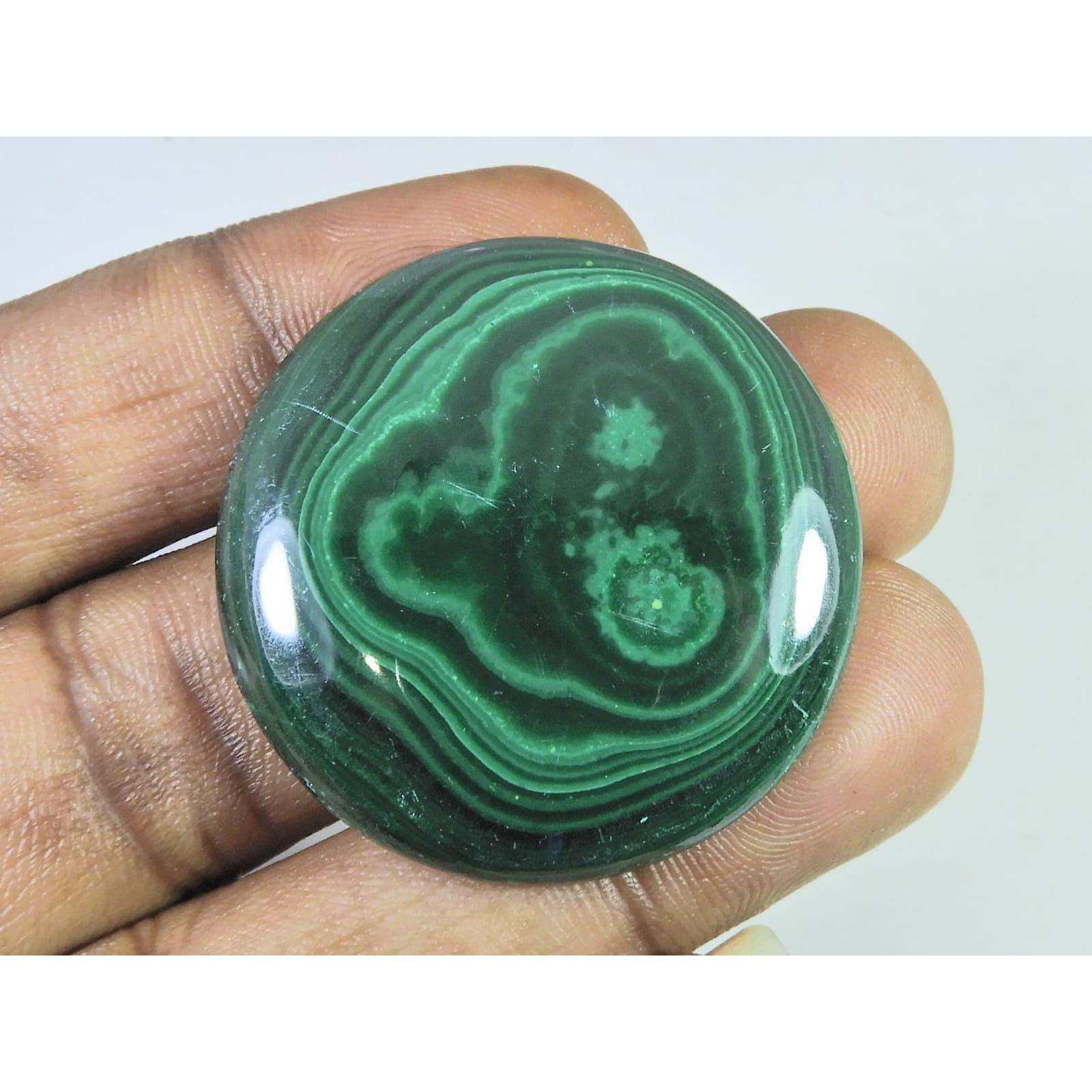 38X38X06 MM Natural Green Malachite Round Cabochon Loose Gemstone 113Cts. C-1695