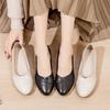 2.5cm Ladies Spring and Autumn New Middle-aged Mom Leather Shoes  Flat Comfortable Work Shoe Women