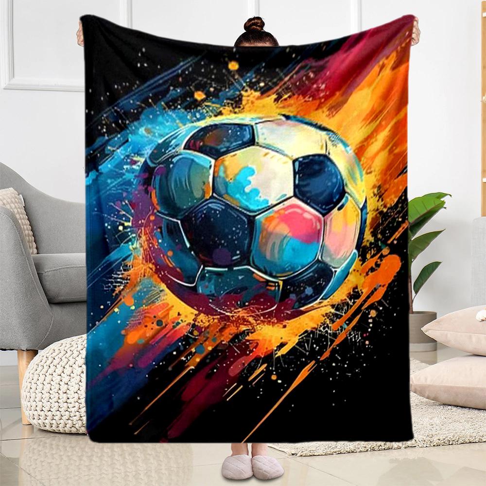 1pc Soccer Ball Blanket Comfortable Soft Lightweight Multi Purpose Blanket Travel Camping Picnics Sofa Office Bed Living Room Gift Friends Family