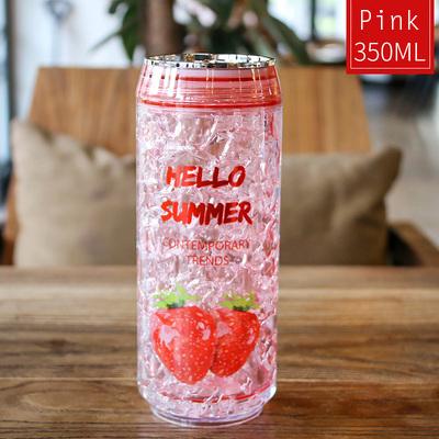 Creatieve Mode Blikjes Zomerijsbeker Kawaii Plastic Waterfles Met Deksel Buiten Sport Mannen Vrouwen Studenten Drinkbekers Met Rietje