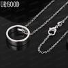 925 Sterling Silver Classic Solid Plain Circle Pendant Necklace - Stylish Evening Jewelry