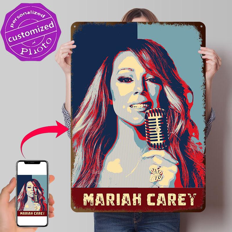 Mariah Carey Pop Art Portrait Metal Poster Perfect Gift for Fans Lovers Customized Wall Art Metal Sign for Decoration Bedroom