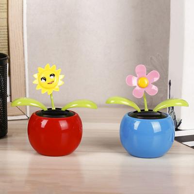 Ornement de voiture amusant à énergie solaire, dessin animé, décoration ornementale vibrante, cadeaux, tableau de bord automobile, fleur dansante, jouet oscillant pour ami