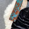 New Autumn Celebrity Temperament V Neck High Waist Dress with Bronzing Printing Fold Stitching and False Two Bag Hip Design