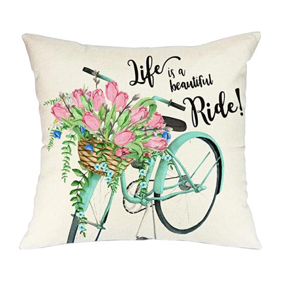 

Cushion Cover No-pilling Super Soft Lightweight Pretty Fine Stitching Bicycle Floral Slipcover Sofa Accessories