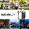 Outdoor Stainless Steel Kettle Folding Camping Hanging Pot Portable Coffee Pot Teapot Picnic Stove 1.2L