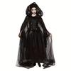 1 X Gothic Elegant Double Layer Sheer Mesh Shawl - Full Coverage Black and White Tassel Witch Vampire Cape, Suitable for Hallowe