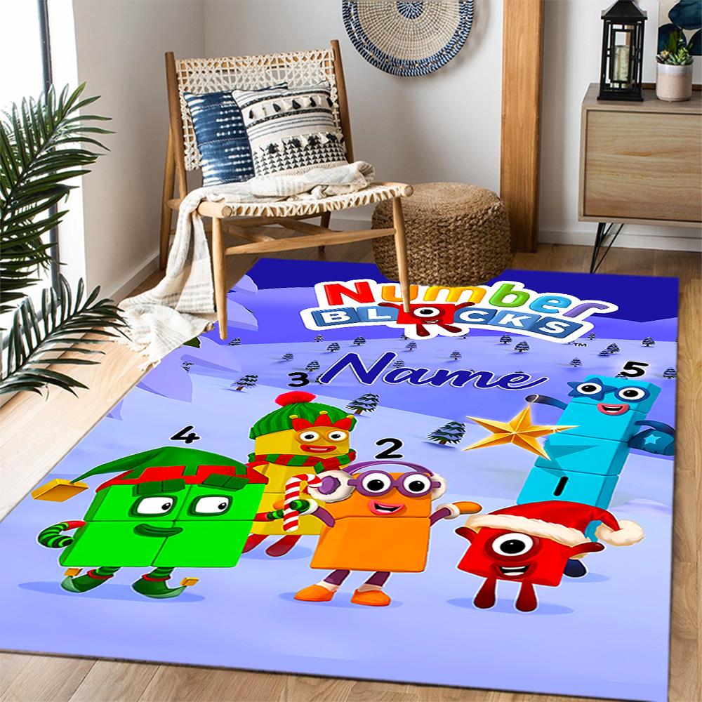 Tappeto da pavimento con blocchi numerici Inverno Divertente Nome Personalizzabile Tappeto per Ufficio Design per Stanze dei Giochi Camere da Letto Ingresso Tappeto Antiscivolo per Esterni Ufficio Arredamento per la Casa
