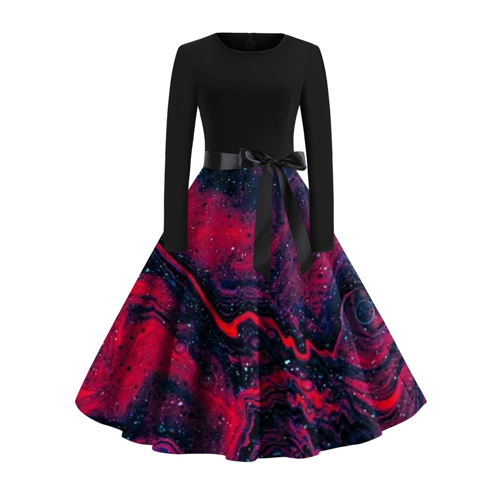 Женское расклешенное платье с принтом для женщин — фото 11