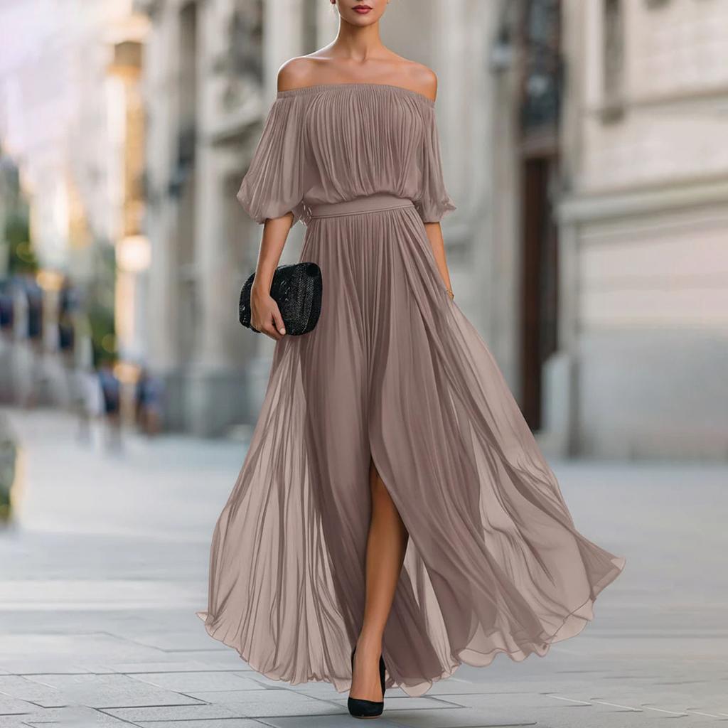 Summer new European and American women's clothing, fashionable and casual waist dress, daily simple split skirt
