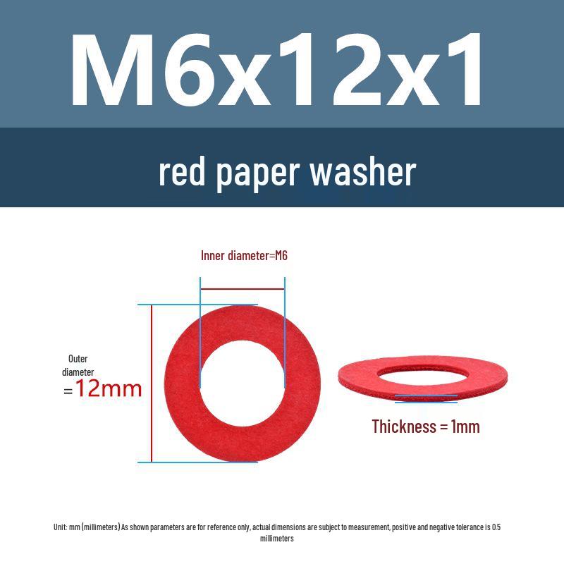 Yigu Red Mica Paper Washer Gasket M2-M20 Flat Washer