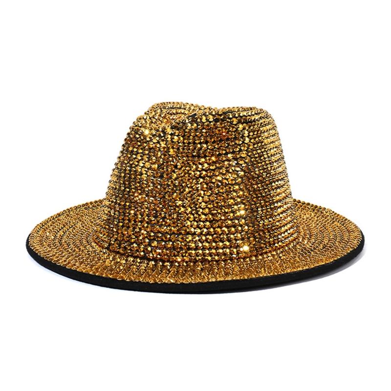 Retro Hipster Fashion Shiny for Rhinestone British Hat Jazz Outdoor Trend Women