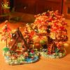 Non-Toxic Moc Autumn Treehouse Architecture Style Castle House Micro Building Block Brick For Kid Gift Children Construction Toys