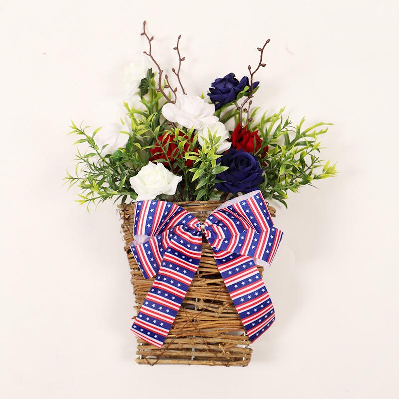 Patriotic American Flag Red, White & Blue Wall Hanging Wreath for Independence Day