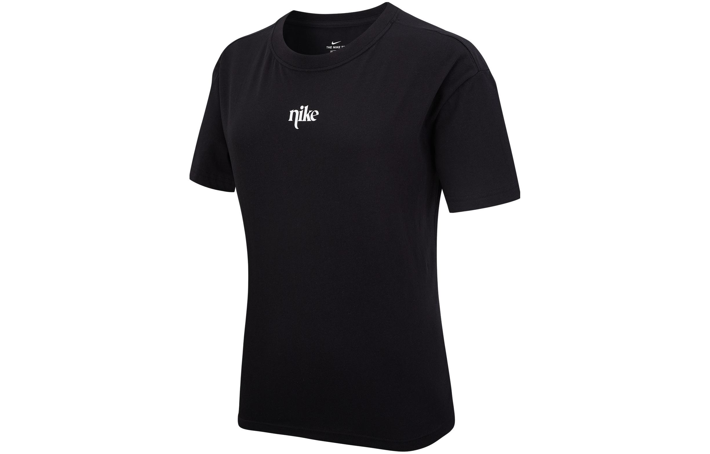

Nike Sportswear T Shirts Women s Black Crew Neck Moderate Straight Fit DH0327-010 L