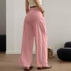 Women's Wide Leg Pants Elastic Drawstring Waist Pants Beach Vacation Casual Trousers With Pockets