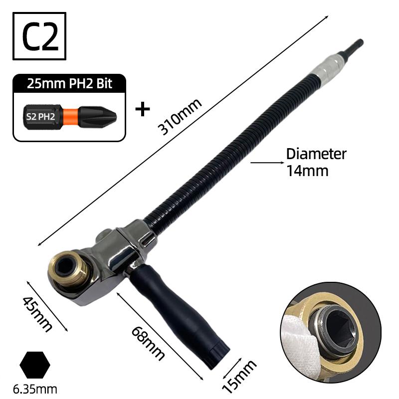 90/105/360 Degrees 1/4" Hex Shank Magnetic Adapter Bending Drills Reversible Ratchet Screwdriver Adjustable Power Driver Tools