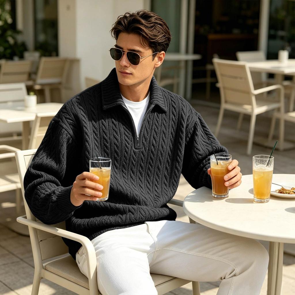 Men's 3D High Neck Half Zip Sweatshirt for Casual Wear