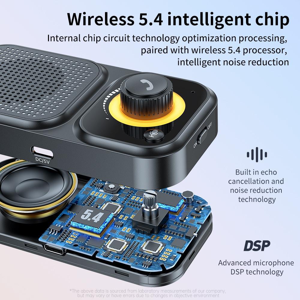 Bluetooth 5.4 Handsfree Car Kit Wireless Bluetooth Adapter Receiver Speakerphone MP3 Music Player with Car Sun Visor Clip Auto Accessories