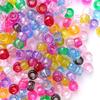 Pilviz 200pcs Pony Beads Large Hole Glitter Acrylic 9x6mm 4mm Hole Colorful Mixed Transparent
