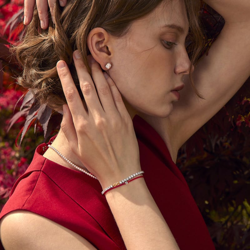 BE/GINS Larin Asher Silver Bracelet Red Pink