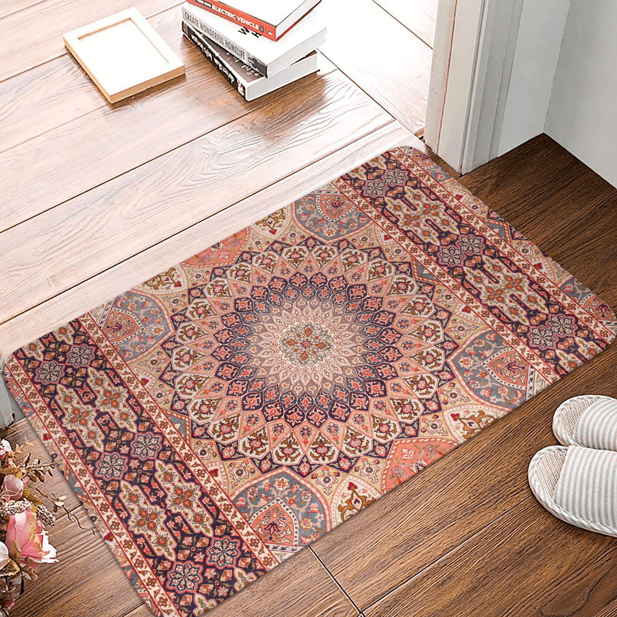

Antique Persian Rug Doormat Anti-Slip Kitchen Bathroom Mat Bedroom Balcony Door Floor Entrance Carpet Rug 40x60cm