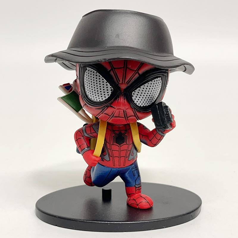 3 Spider-Man Figurines Cute Q-version Spider-Man Bobblehead Doll Toy Ornament Desktop Decoration Gift Suitable for Marvel Fans Action & Toy Figures