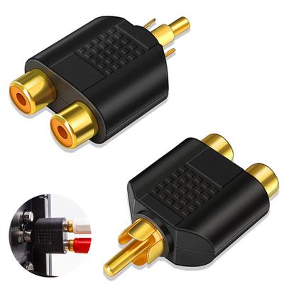 RCA Splitter Splitter Conversion Compatible with Pin Plug and RCA Audio Cable RCA Plug To RCA Plug Adapter, Video/Audio 2-Way Adapter, Plug,