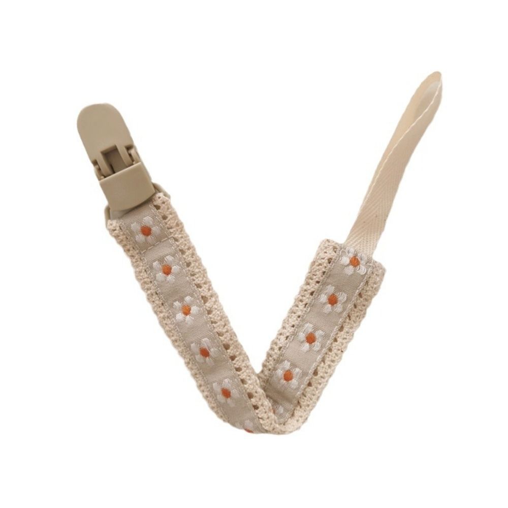 

Держатель для пустышки в этническом стиле с вышивкой и цветочным узором, зажимы для держателя соски, детская ткань, цепочка для пустышки, для малышей бежевый