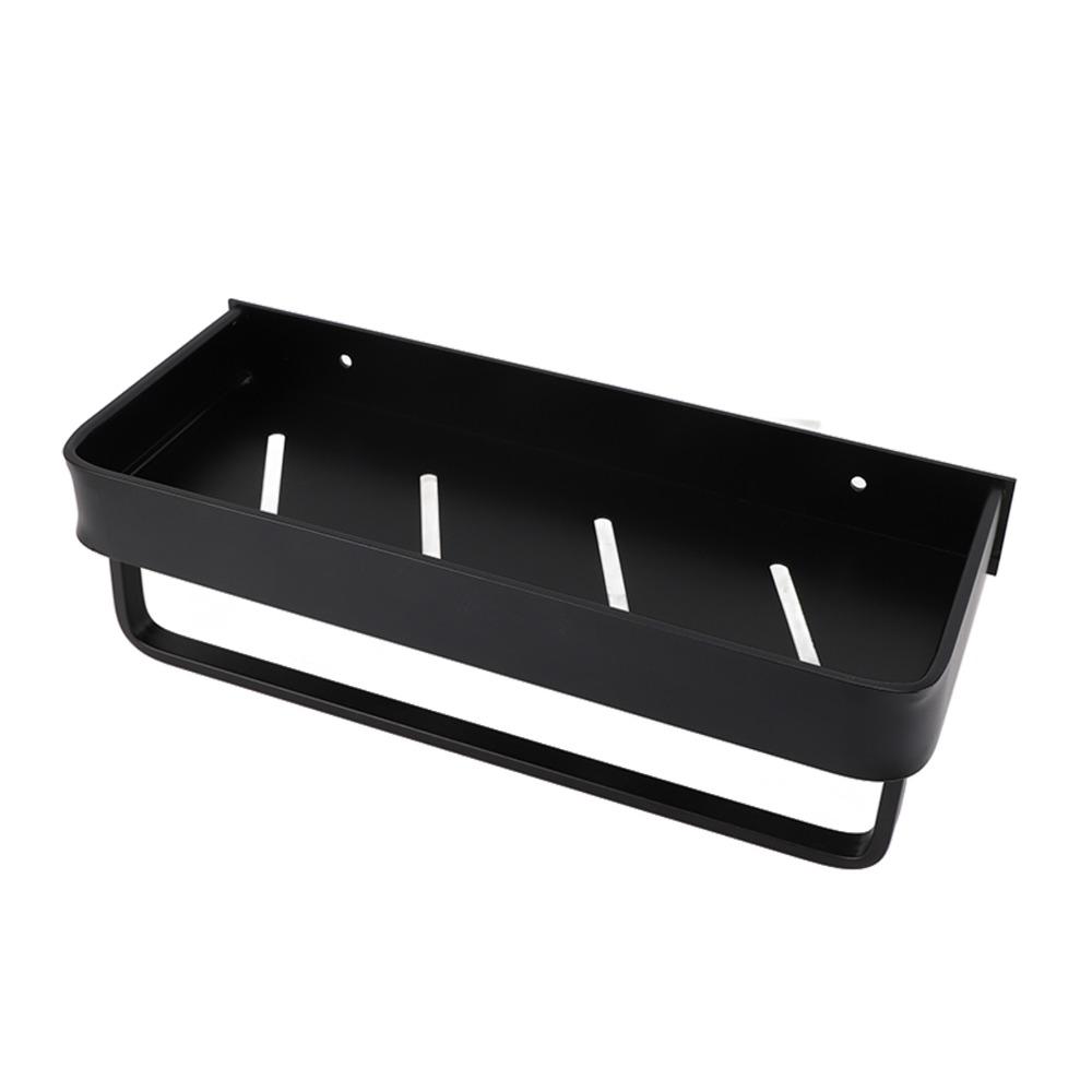 Aluminum Bathroom Shelf Black Storage Shelf Practical Towel Rack  Space Saving