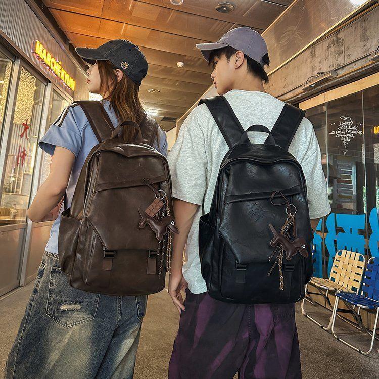 Schoolbag backpack women's new large-capacity pu leather backpack niche commuter female college student computer travel schoolbag leisure