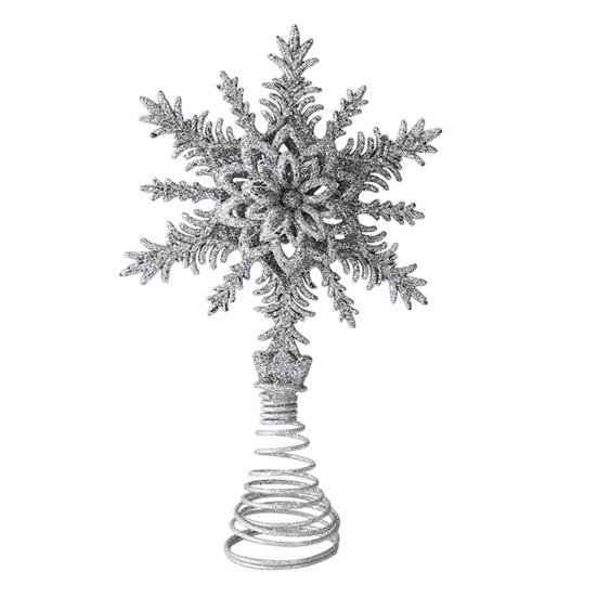 Snowflake Tree Topper Gold Red Glittered Iron Star for Christmas Tree Easy Installation Festive Decoration for Holiday Parties