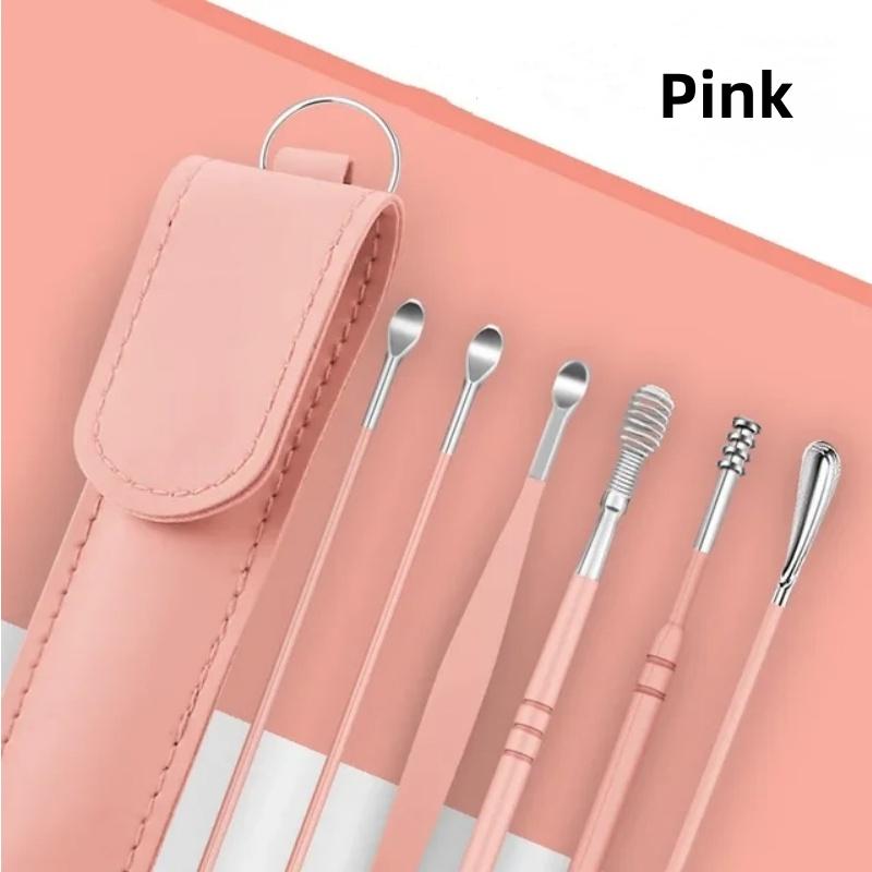Ear Scoop 6-piece Set Household Portable Keychain Ear Scoop Ear Pick Screw Ear Scoop Cleaner Ear Picking Tool