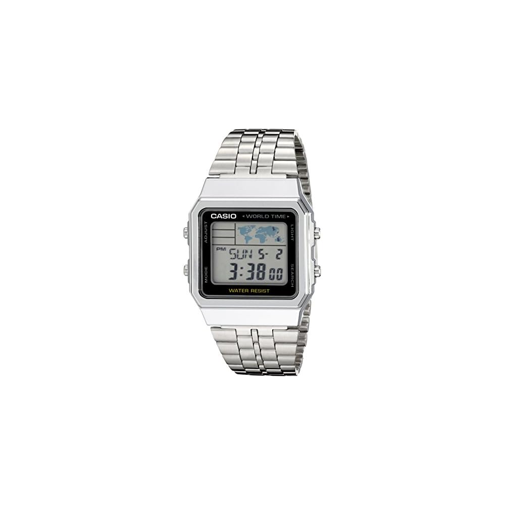Casio Men s Classic A500WA-1 Silver Stainless Steel Quartz Watch 40mm Dress Style