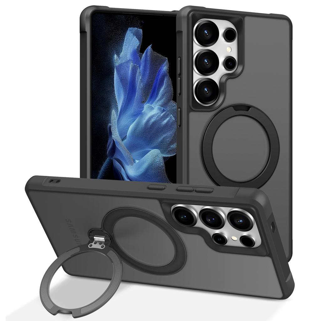 For Samsung Galaxy S25 Ultra Magnetic Case Kickstand TPU PC Shockproof Phone Back Cover