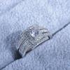 Bling Bling Sparkling Three Set Rings for Women Luxury Micro Paved Diamond Jewelry