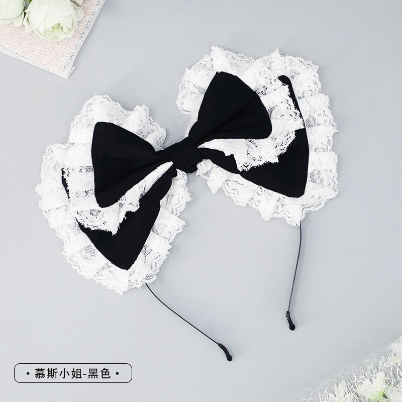 Handmade Lace Bow Hair Clip Girls Sweet Japanese Kawaii Lolita Headband Accessory In Velvet