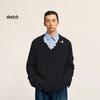 Men's Autumn Irregular V-Neck Long Sleeve Knit Sweater