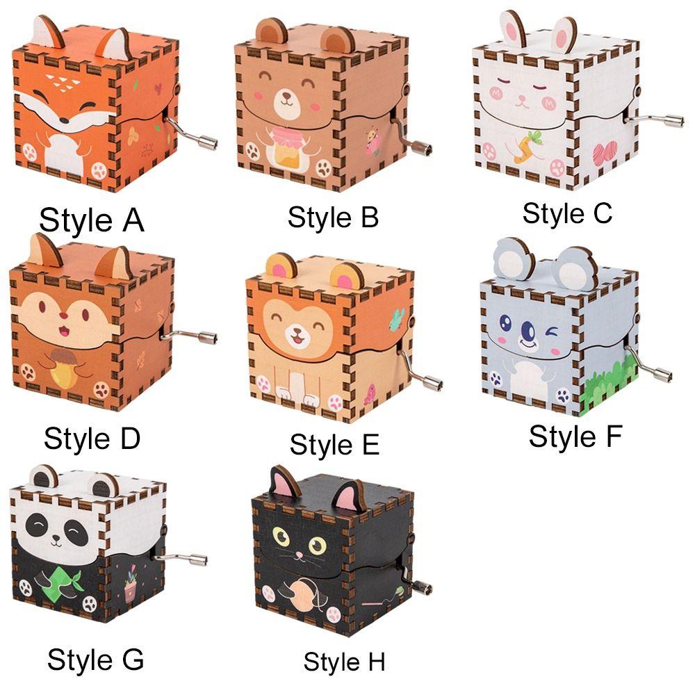 3D Wooden Music Box Puzzle Structure Cartoon Animal Music Box  Children's Toys