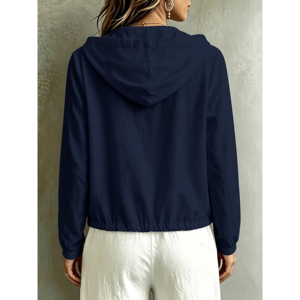 Herbst Winter Mode Lässig Einfarbig Knopf Kapuze Langarm Hemd Damen Oberteil Bluse