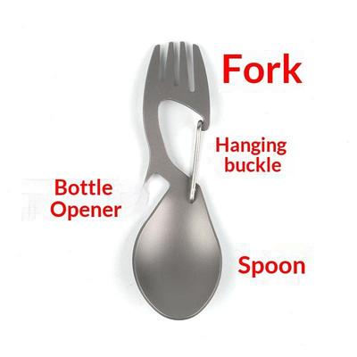 Forchetta-cucchiaio in titanio dal design leggero e resistente, perfetta per attività all'aperto, campeggio, escursionismo, viaggi con zaino in spalla