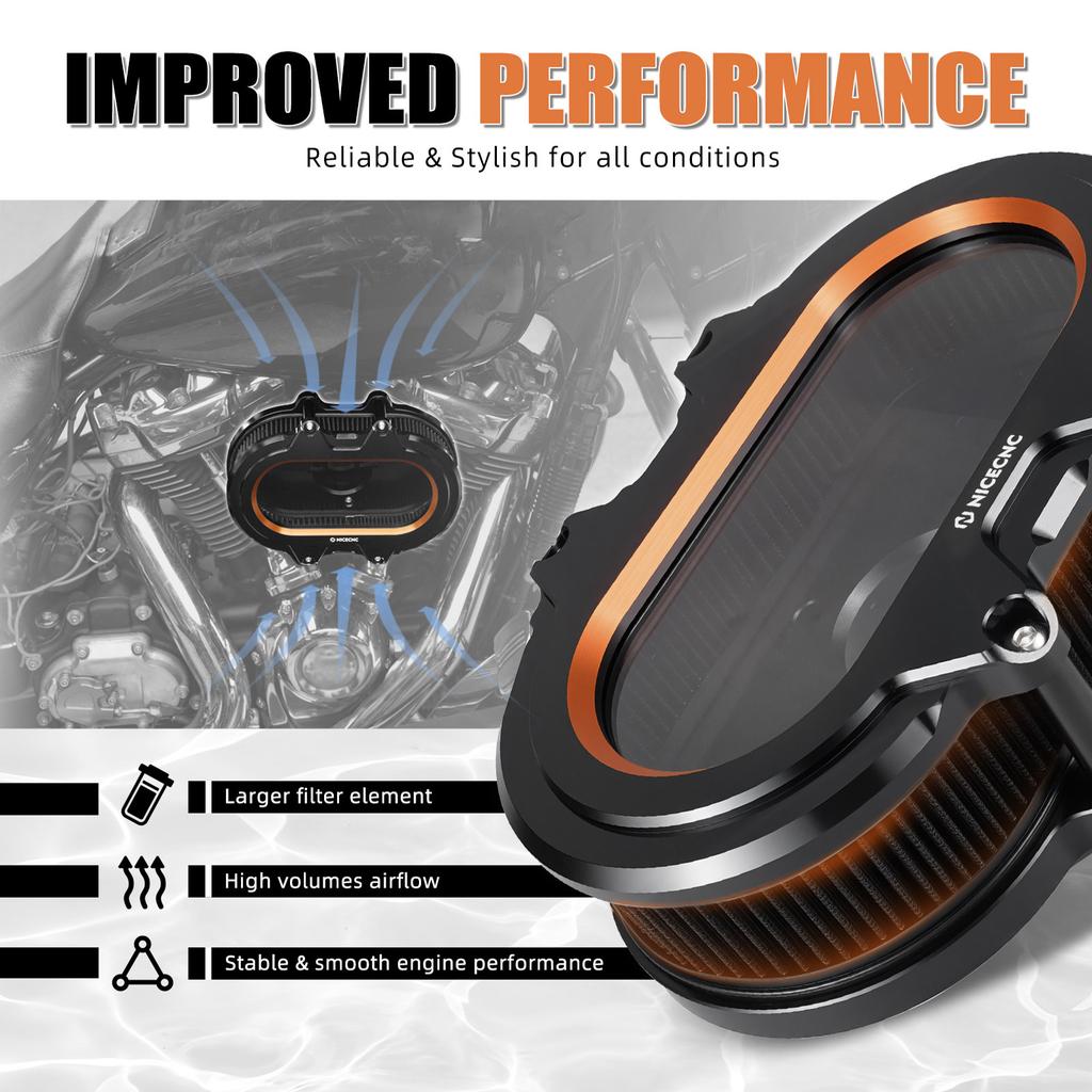 For Harley Street Glide FLHX/Special Road Glide/Road King Special Clear Air Cleaner Kit For Tri Glide Ultra FLHTCUTG Ultra Limit