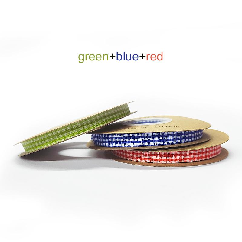 8 Rolls Plaid Ribbon Grid Ribbon Checked Polyester Ribbon 3/8" Fabric Ribbon Roll for Hair Accessories Craft Christmas Gift Wrap
