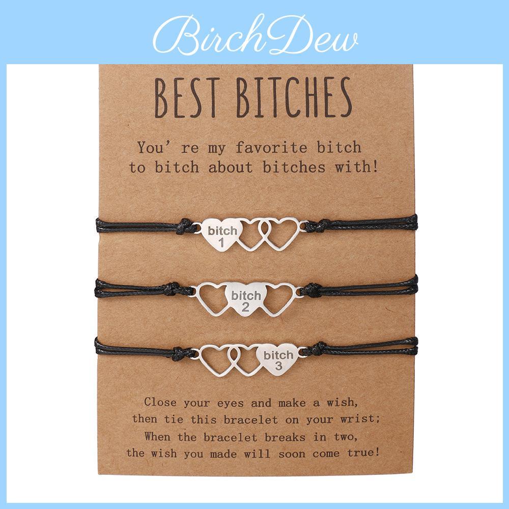 Best Bitch Card Bracelet With Heart Pendant For Gift And Travel Souvenirs