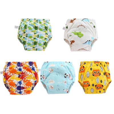 5PC Karikatür Baskılı Nefes Bebek Yeniden Kullanılabilir Bebek Bezi Yatak Odası Nappy Şort Eğitim Pantolonu için